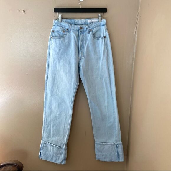 NWT Aligrace Levis jeans Cuffed Baggy Customs blue Light Wash Revolve $398 26 - Picture 9 of 13
